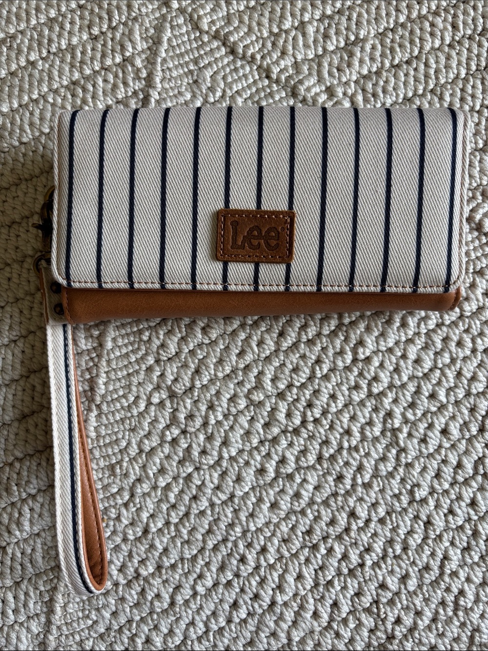 Lee Striped Navy & Tan Wristlet Phone Case
